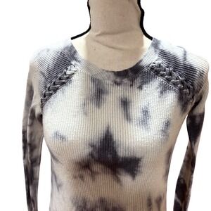 American Eagle Outfitters Tie‎ Dye Knit Sweater Braided Long Sleeve Crew Neck XS